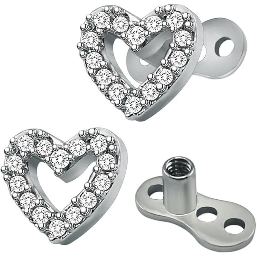 14g Cubic Zirconia Heart Shaped Studs